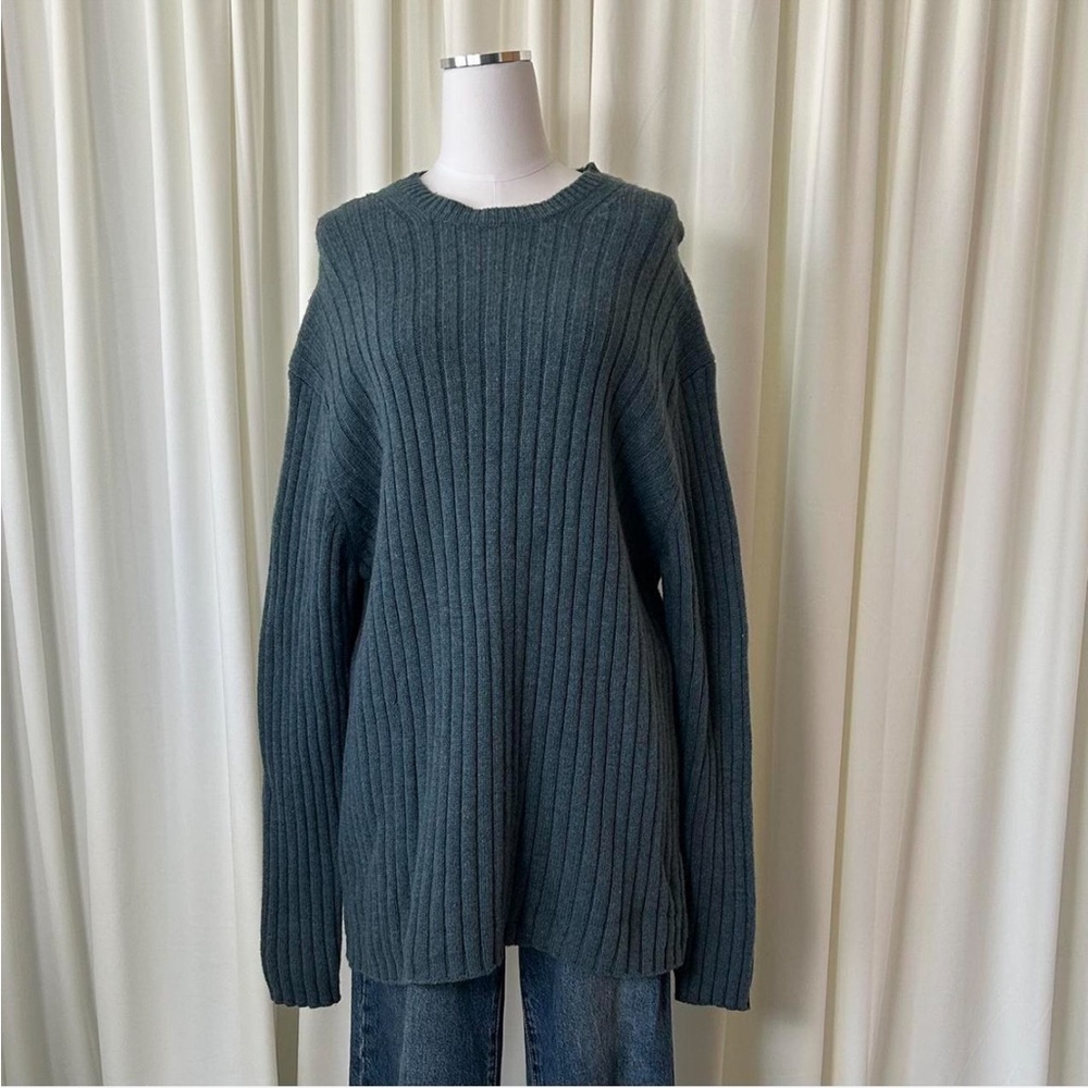 Vintage GAP 100% Wool Ribbed Knit Sweater size XXL Blue.